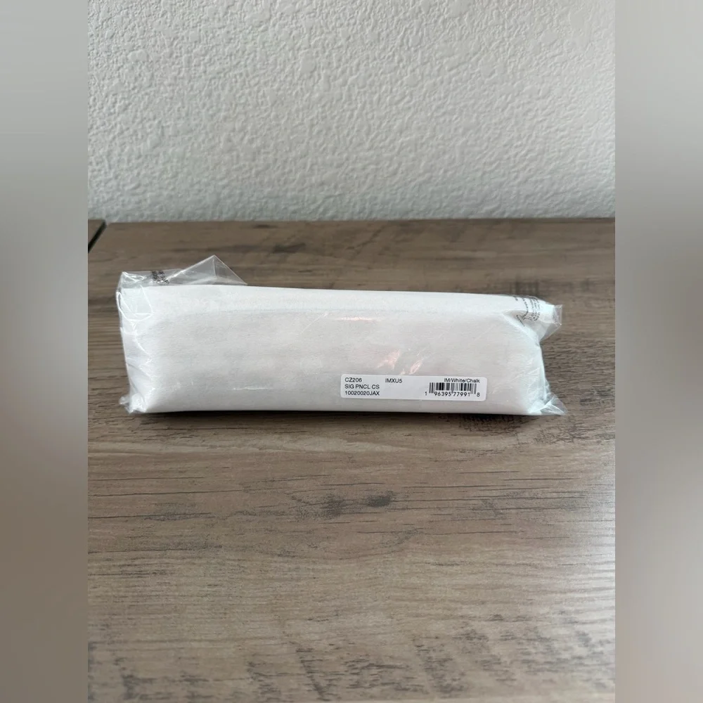 Coach White Pencil Case In Signature Canvas